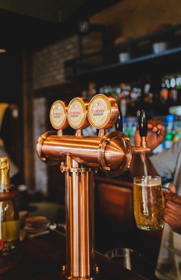 Copper draught taps at Rosewood Pub