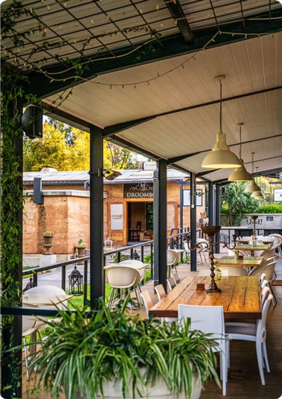 Covered terrace of the Birdcage Restaurant
