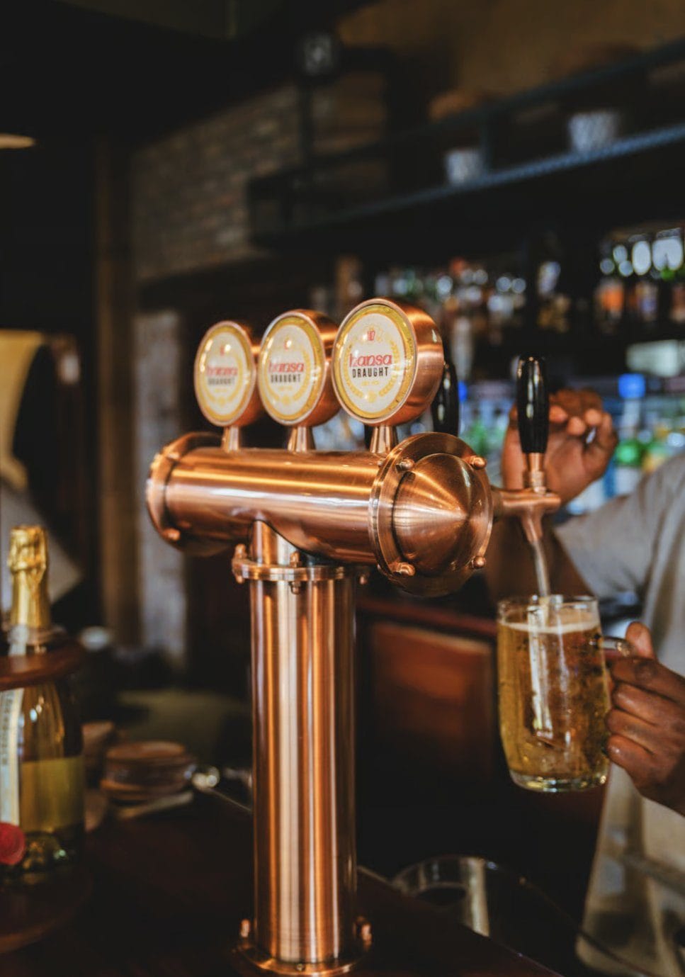 Draught beer taps at Rosewood Pub, Droombos