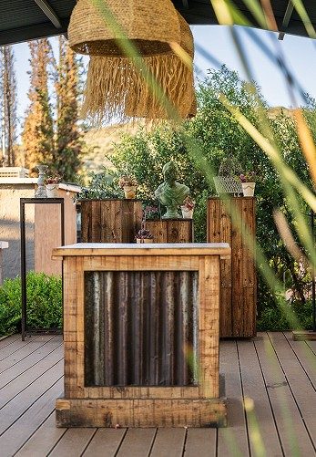 Drinks bar station on the garden deck