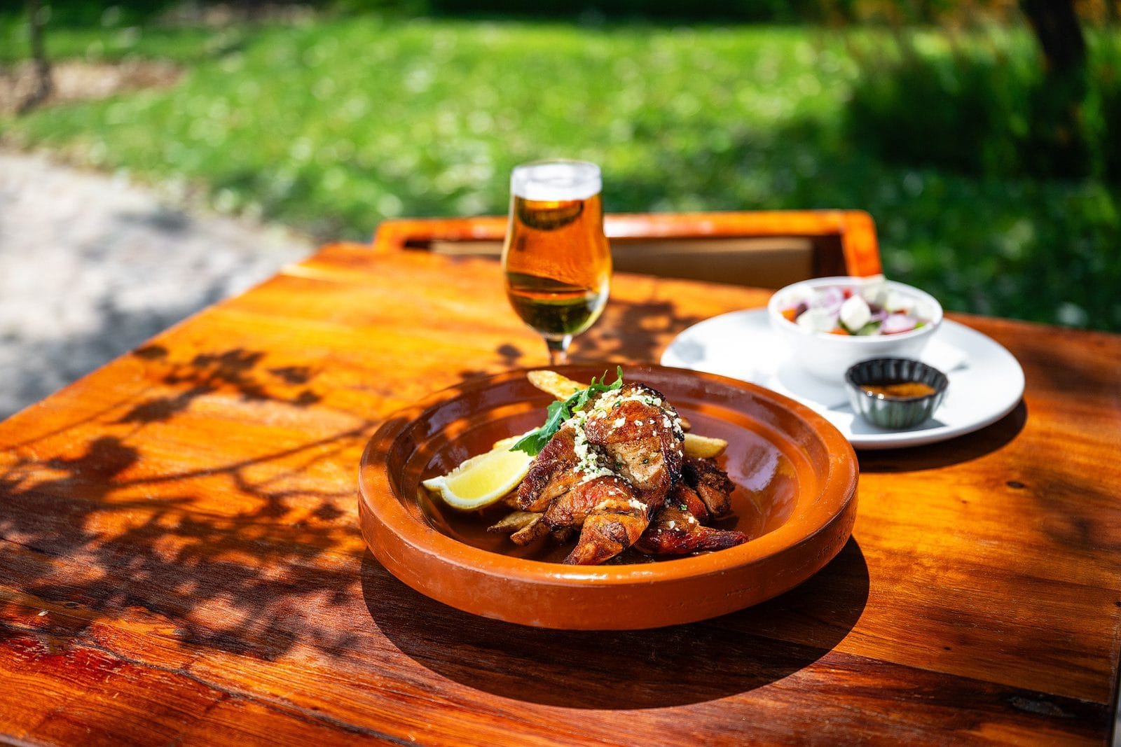 Grilled baby chicken with beef tallow fries