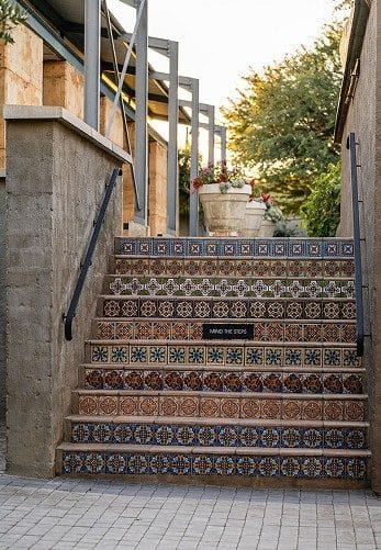Tiled garden stairs at Droombos Estate